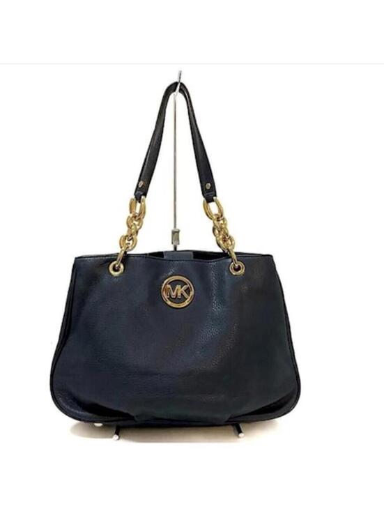 Michael Kors Handbags - Michael Kors Fulton Chain Tote Black Pebbled Leather Handbag EUC